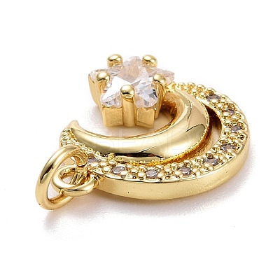Brass Micro Pave Clear Cubic Zirconia Pendants ZIRC-E165-04G-1