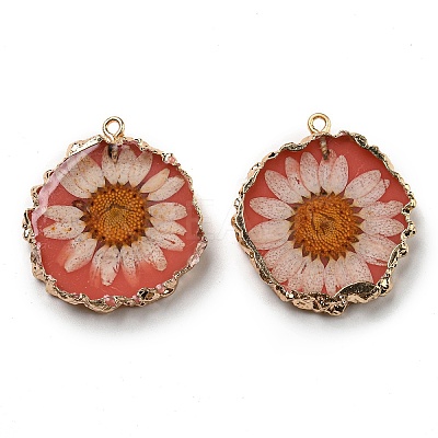 Inner Dried Flower Resin Pendants RESI-P028-02KCG-04-1
