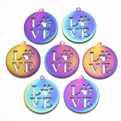 Ion Plating(IP) 201 Stainless Steel Pet Pendants LS-STAS-R114-005-1