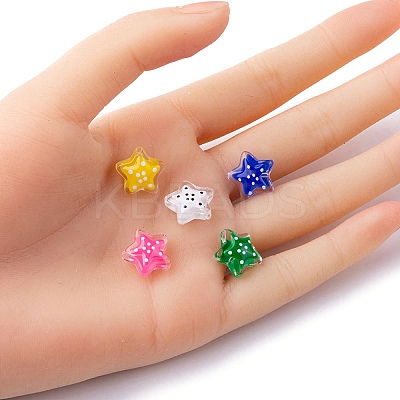 5Pcs 5 Colors Glass Beads LAMP-YW0001-11-1