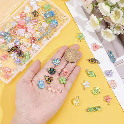 100Pcs 10 Styles Epoxy Resin Pendants RESI-PH0001-53-1