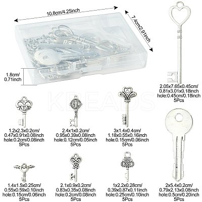 40Pcs 8 Styles Tibetan Style Alloy Pendants TIBEP-FS0001-44-1