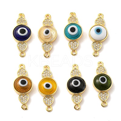Brass Micro Pave Clear Cubic Zirconia Connector Charms KK-K338-03G-1