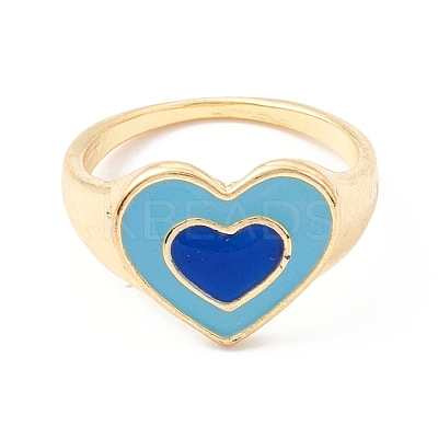 Heart Enamel Finger Ring for Girl Women RJEW-Z010-01LG-RS-1