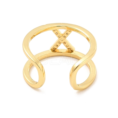 Clear Cubic Zirconia Initial Letter Open Cuff Ring RJEW-A012-01G-X-1