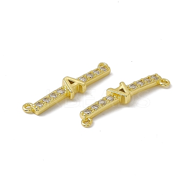 Rack Plating Brass Micro Pave Clear Cubic Zirconia Connector Charms KK-C007-37G-A-1