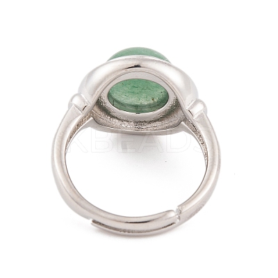 Natural Green Aventurine Round Adjustable Rings RJEW-K271-04P-10-1