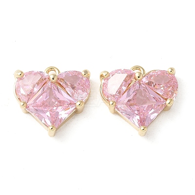 Brass Micro Pave Clear Cubic Zirconia Pendants KK-Q031-42G-02-1
