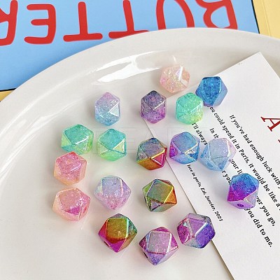 Transparent Crackle Acrylic Beads OACR-H038-34-1
