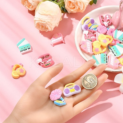 30Pcs 6 Styles Opaque Music Theme Resin Cabochons CRES-YW0002-48-1