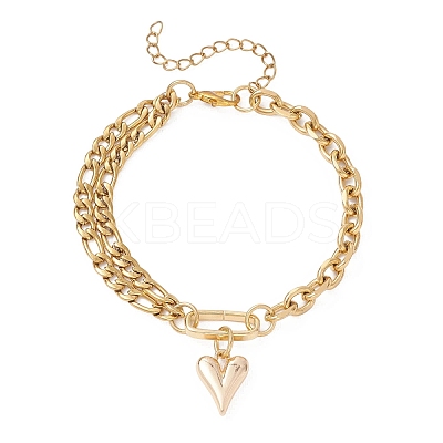 Heart Alloy Charm Bracelets BJEW-JB12775-02-1
