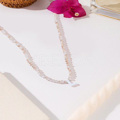 1Pc Glass Rondelle Beaded Necklaces NJEW-LP0007-23L-1