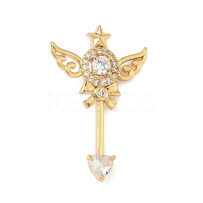 Brass Micro Pave Clear Cubic Zirconia Pendants KK-H526-04B-G-1