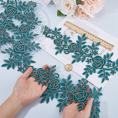Flower Polyester Embroidery Lace Appliques DIY-WH20011-03B-1