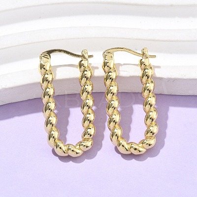 Brass Twist Rectangle Hoop Earrings for Women EJEW-L297-01B-G-1