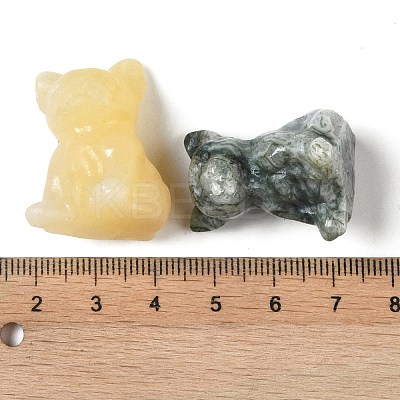 Natural & Synthetic Mixed Gemstone Carved Dog Figurines DJEW-M015-10-1