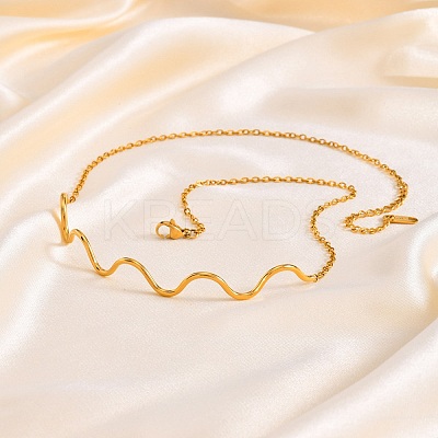 Stainless Steel Wavy Line Choker Necklaces PW-WG07BB7-01-1