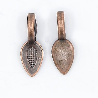 Tibetan Style Alloy Glue-on Flat Pad Bails TIBEP-AB3348Y-R-1