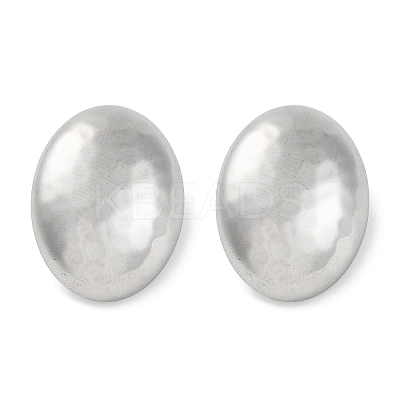 304 Stainless Steel Oval Stud Earrings EJEW-D281-16S-1
