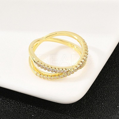 Brass Micro Pave Cubic Zirconia Finger Rings RJEW-D340-01G-03-1