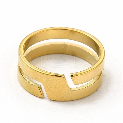Ion Plating(IP) 304 Stainless Steel Cuff Ring for Women RJEW-B027-16G-1
