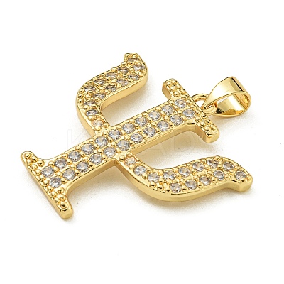 Rack Plating Brass Micro Pave Clear Cubic Zirconia Pendants KK-Z067-01G-02-1