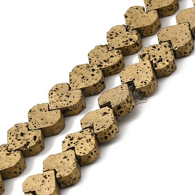 Electroplated Natural Lava Rock Beads Strands G-Q1009-G01-01G-1