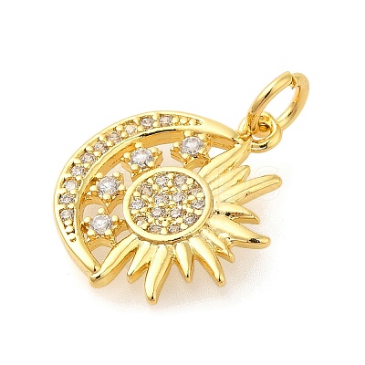 Rack Plating Brass Micro Pave Cubic Zirconia Pendants KK-S396-68G-1