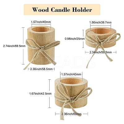 Wood Candle Holder DJEW-CJC0002-02-1