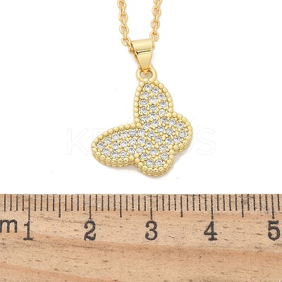 Brass Micro Pave Clear Cubic Zirconia Pendants Necklaces NJEW-M088-03G-02-1