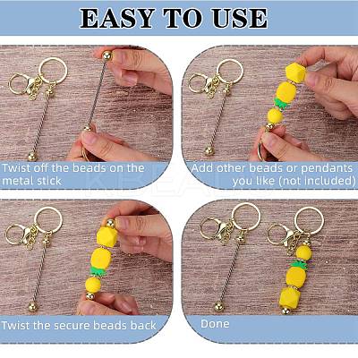 16Pcs Alloy Bar Beadable Keychain for Jewelry Making DIY Crafts KEYC-SZ0001-16G-1