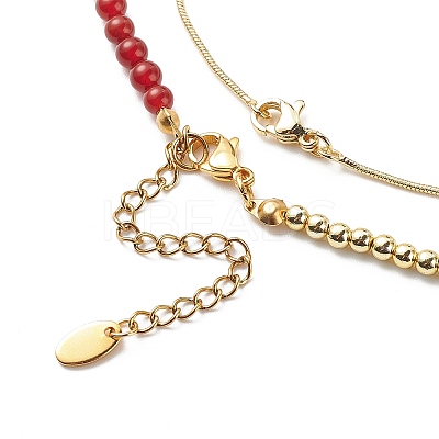 2Pcs 2 Style Alloy Enamel Mushroom Pendant Necklaces Set NJEW-JN04095-1
