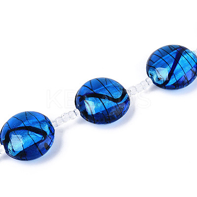 Handmade Silver Foil Glass Beads Strands FOIL-N029-07-1