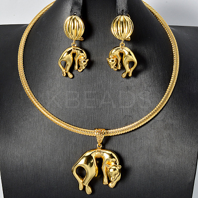 Brass Stud Earrings & Pendant Necklaces Sets for Women FS-WGFF87F-02-1