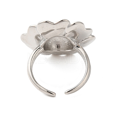 Flower Brass Open Cuff Rings RJEW-A046-06P-1