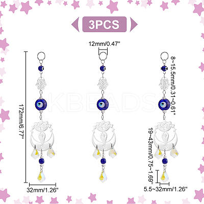 3Pcs Evil Eye Lampwork Window Hanging Suncatchers HJEW-UN0001-17-1