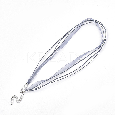 Waxed Cord and Organza Ribbon Necklace Making NCOR-T002-319-1