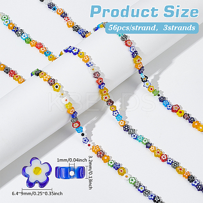 3 Strands Handmade Millefiori Glass Bead Strands LAMP-PH0001-41A-1
