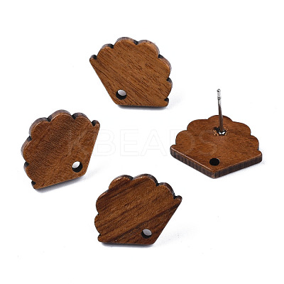 Walnut Wood Stud Earring Findings MAK-N032-014-1