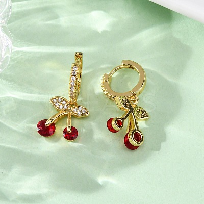 Brass Micro Pave Cubic Zirconia Hoop Earrings EJEW-D322-11G-02-1