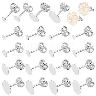 925 Sterling Silver Flat Pad Stud Earring Findings STER-PH0002-77-1