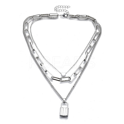 Zinc Alloy 3 Layered Necklaces NJEW-N047-004-RS-1