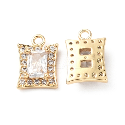 Brass Micro Pave Clear Cubic Zirconia Charms KK-E068-VF224-1