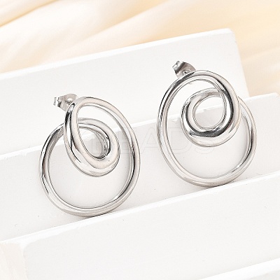 304 Stainless Steel Stud Earrings EJEW-D319-02P-1