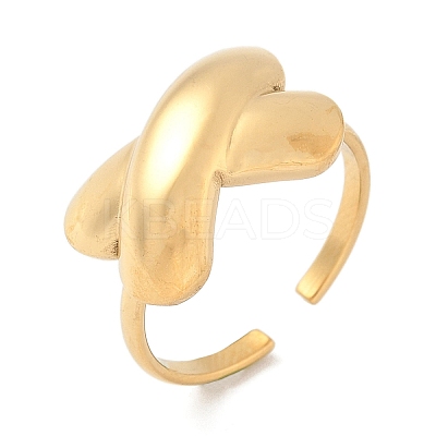 Ocean Themes 304 Stainless Steel Open Cuff Rings for Women RJEW-K293-02D-G-1