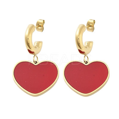 Ion Plating(IP) 304 Stainless Steel Heart Stud Earrings EJEW-A114-11G-02-1