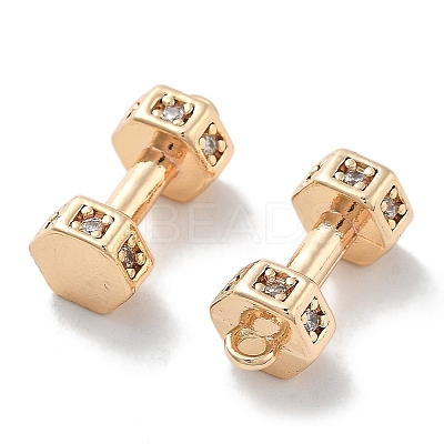Brass Micro Pave Clear Cubic Zirconia Pendants KK-M102-46G-1
