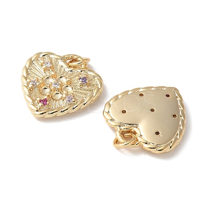 Brass Micro Pave Clear Cubic Zirconia Pendants KK-Q031-44G-10-1