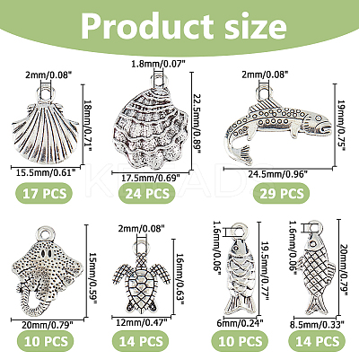 93Pcs 7 Styles Tibetan Style Alloy Pendants FIND-HS0001-87-1