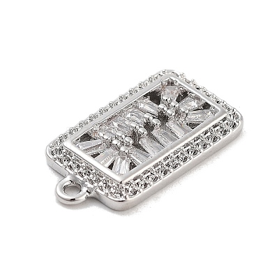 Brass with Clear Cubic Zirconia Pendants KK-Z061-21C-P-1